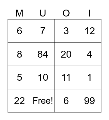 TRUNG THU 2022 Bingo Card