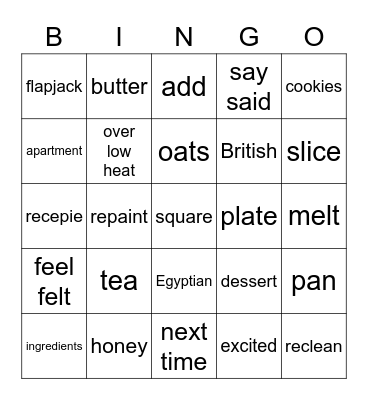 Listening and Reading Bingo Card