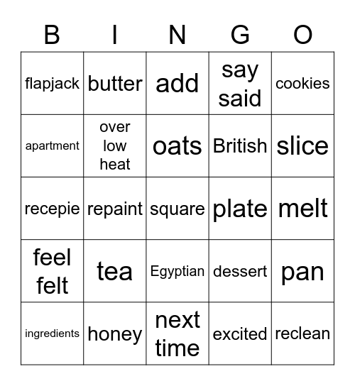 Listening and Reading Bingo Card