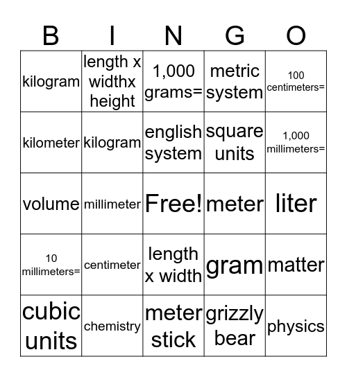 Chapter 1 review #2 Bingo Card