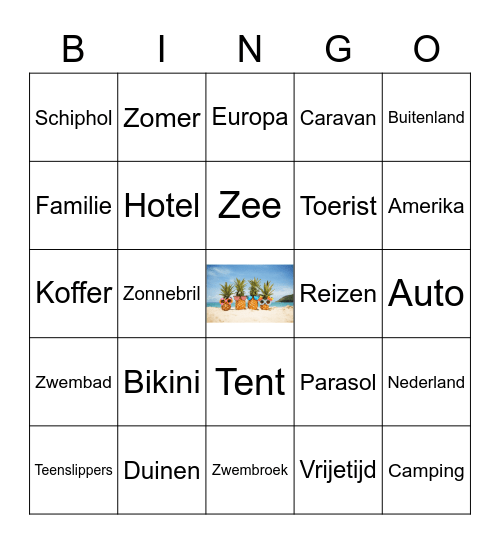 Vakantie Bingo Card