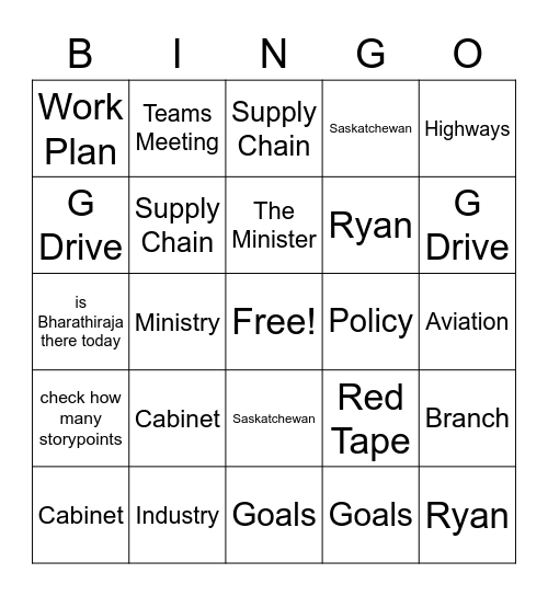 Meeting Bingo Card