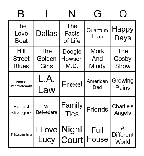 31 - TV SHOWS Bingo Card