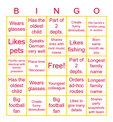 HUMAN BINGO Card
