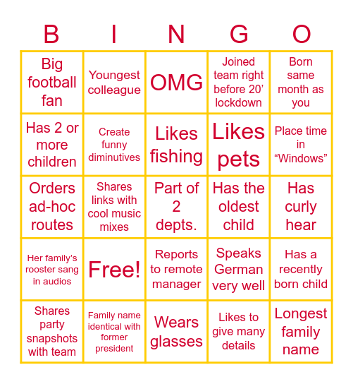 HB Bingo Card