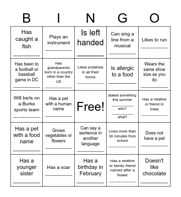 Find someone who: Bingo Card