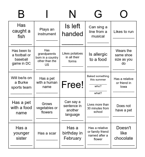 Find someone who: Bingo Card