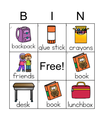 School Words Bingo Card