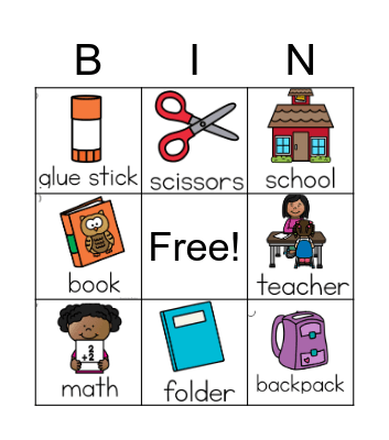 School Words Bingo Card
