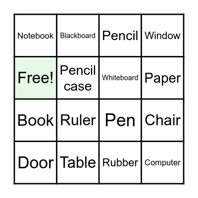 CLASSROOM Bingo Card