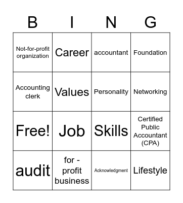 Chapter One Bingo Card