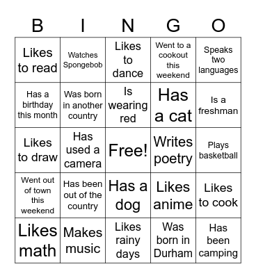 Untitled Bingo Card