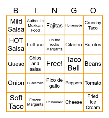 Fiesta Bingo!!! Bingo Card