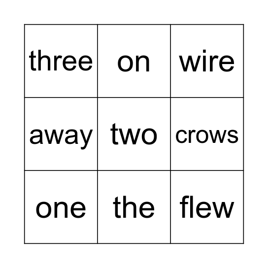 Crows on The Wire Bingo Card