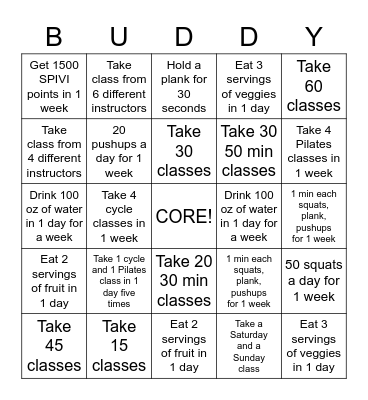 Core Buddy Bingo Card