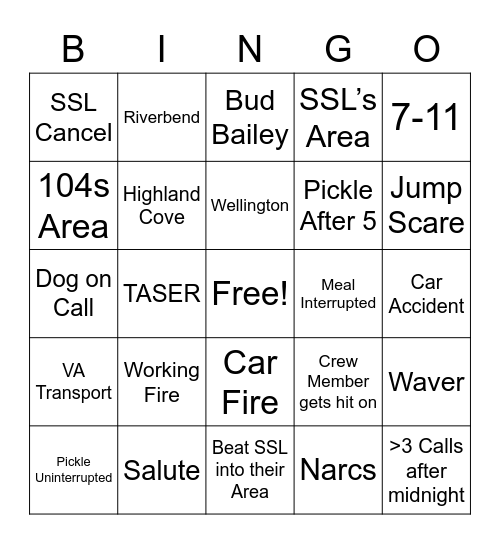101 Bingo Card