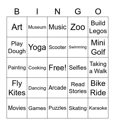 Family Things You Can Do Bingo Card