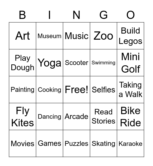 Family Things You Can Do Bingo Card