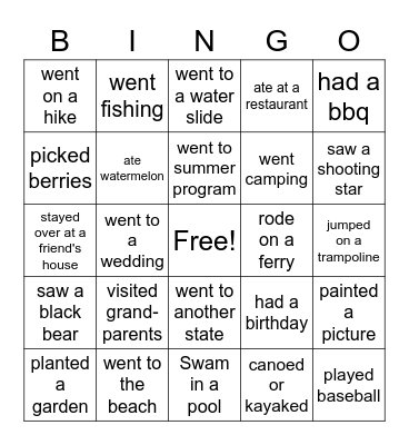 First Day of School Scavenger Hunt Bingo Card