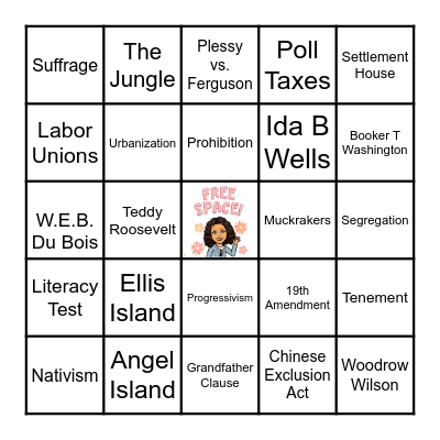 Immigration/Urbanization/Progressivism Review Bingo Card