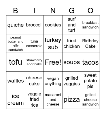 Food Truck Bingo Card