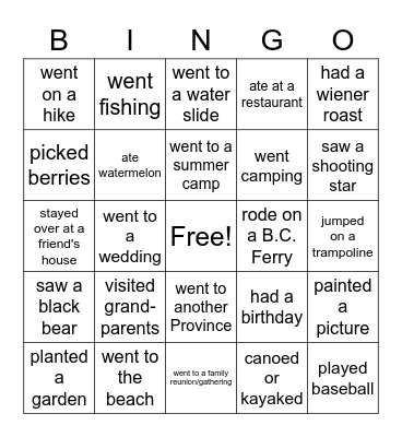 First Day of School Scavenger Hunt Bingo Card