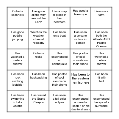 Science Classmate Bingo! Bingo Card