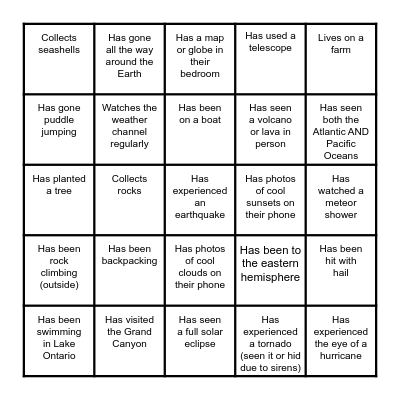 Science Classmate Bingo! Bingo Card