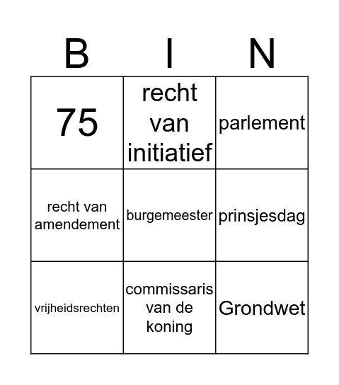 Staatsinrichting  Bingo Card