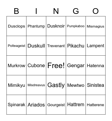 Pokemon BOOster Bingo Card
