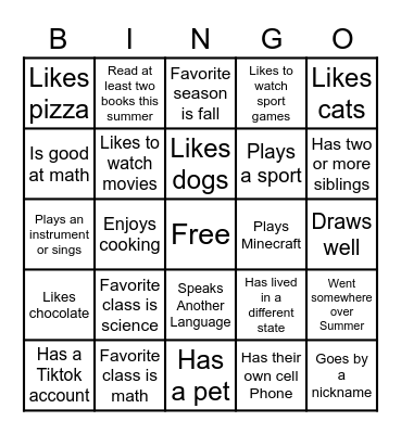 Virtual Mingle Bingo Card