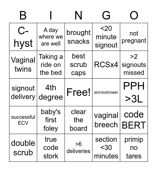 WHC Days Bingo Card