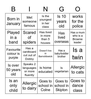 7th Barnoldswick Guides Bingo Card