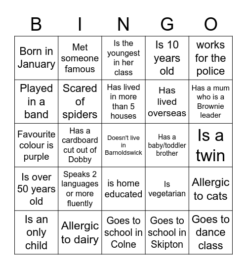 7th Barnoldswick Guides Bingo Card