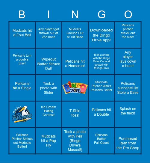 Pelicans Bingo Presented by Bingo Drive! Bingo Card