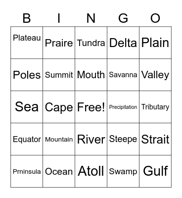 Vocab Bingo 2 Bingo Card