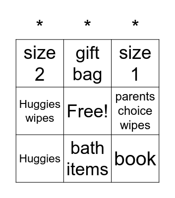 Sarah's Sprinkle Bingo Card