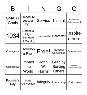 Beta Membership Bingo Card