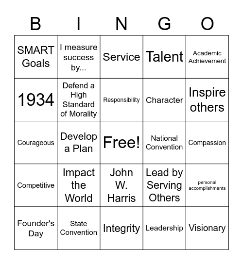 Beta Membership Bingo Card