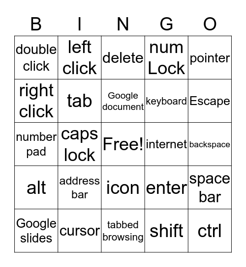 Computer Bingo Card