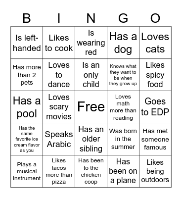 Find Someone Who Bingo Card