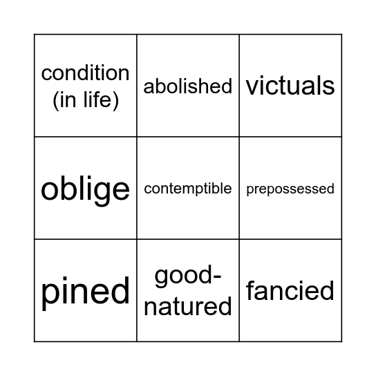 Value of Salt Bingo Card