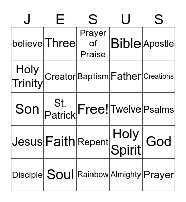 We Believe Bingo Card