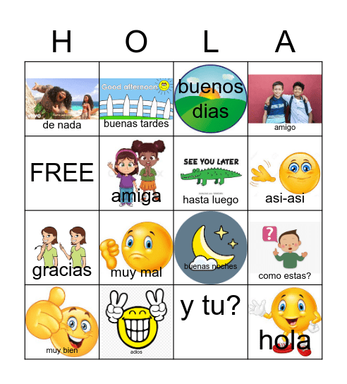 SPANISH GREETINGS Bingo Card