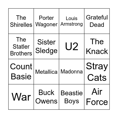 Boogie Down Bingo Card
