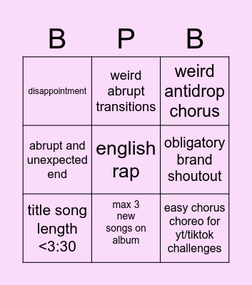 BLACKPINK COMEBACK Bingo Card