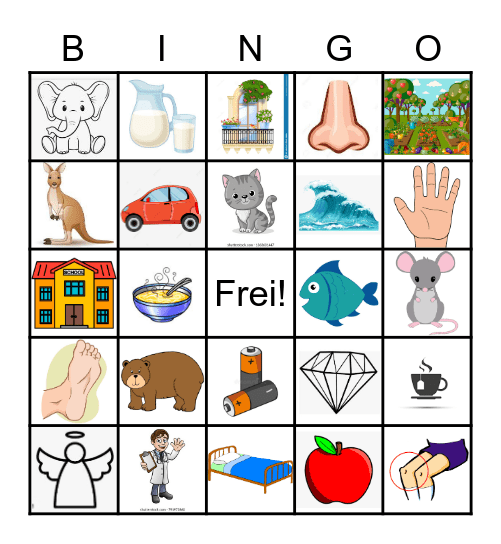 German Cognates D1 Bingo Card