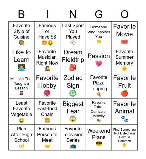 L2S Let's Get to Know You Bingo Card