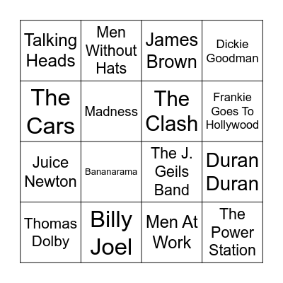 Boogie Down Bingo Card