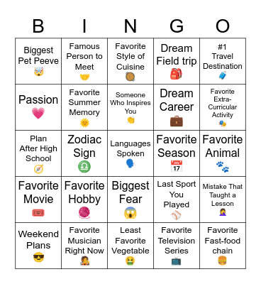 L2S Let's Get To Know You Bingo Card
